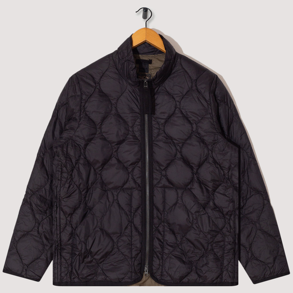 Military Hi Neck Zip Down Jacket Black Taion Peggs
