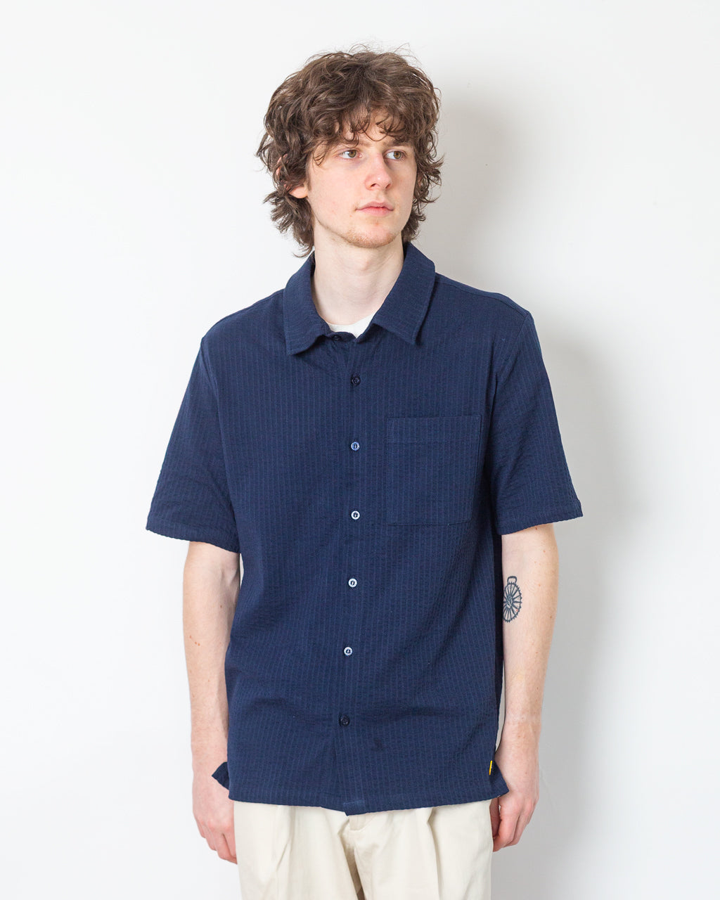 Seersucker Shirt - Marine Deep