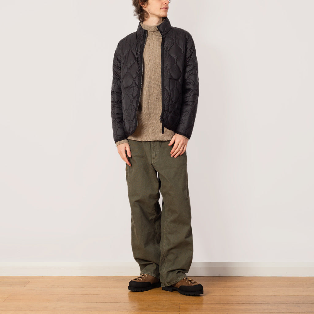 Military Hi Neck Zip Down Jacket - Black