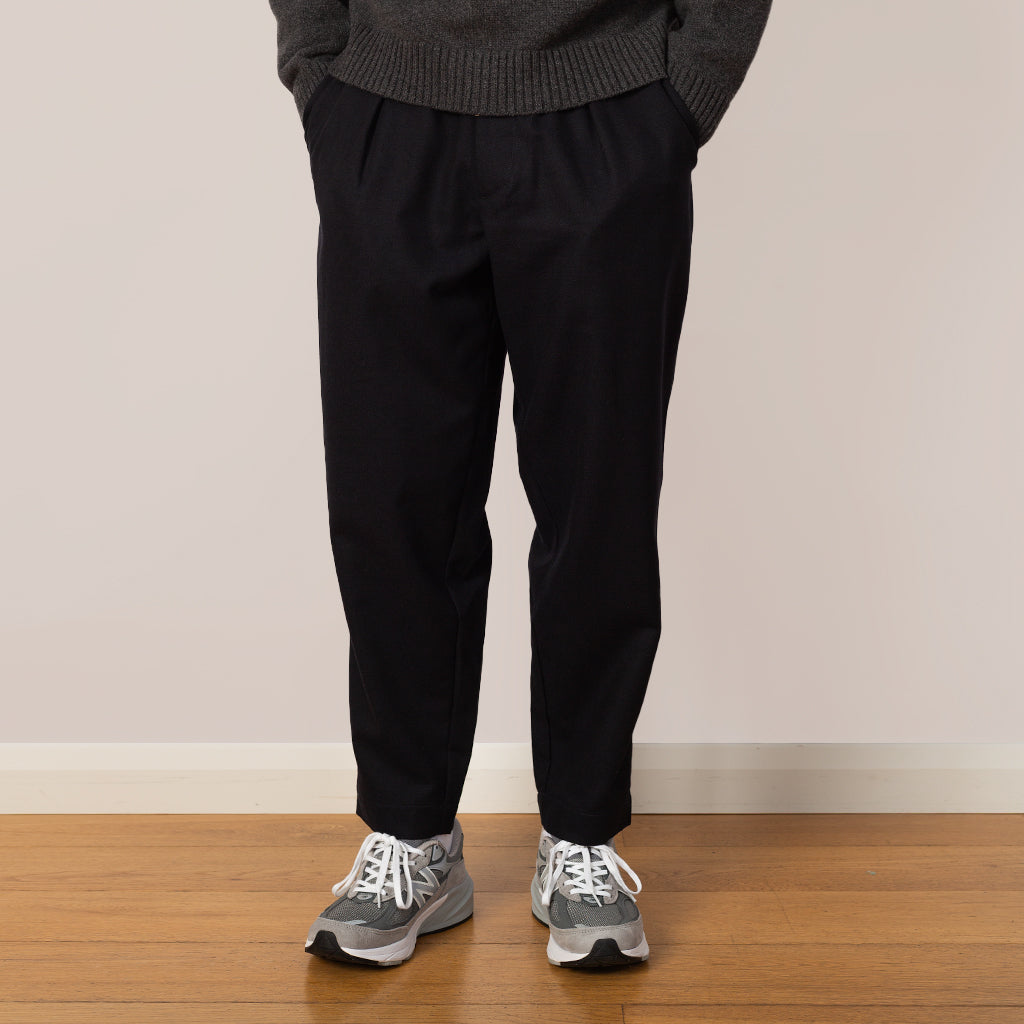 Pleated Track Pant - Upcycled IT Tweed Dark Navy