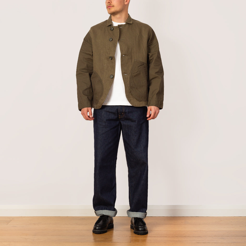 Linen Gabardine Ringoman Coverall - Khaki
