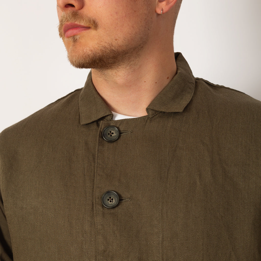 Linen Gabardine Ringoman Coverall - Khaki