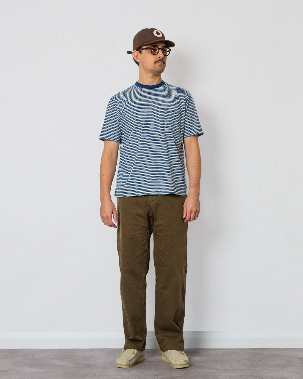 Pocket Tee Indigo Stripe - Off White