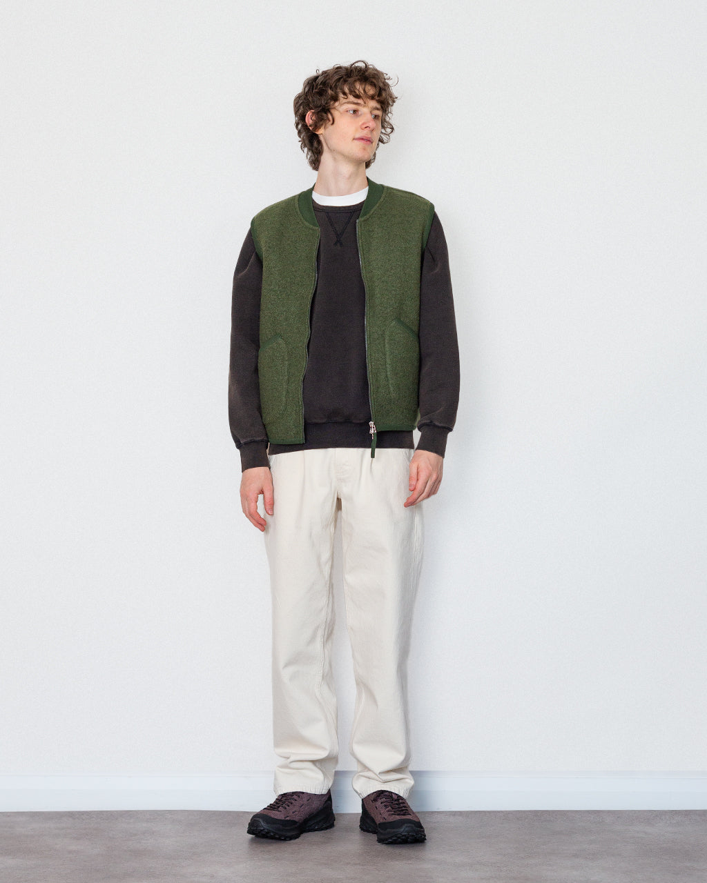 Wool Fleece Waistcoat - Olive