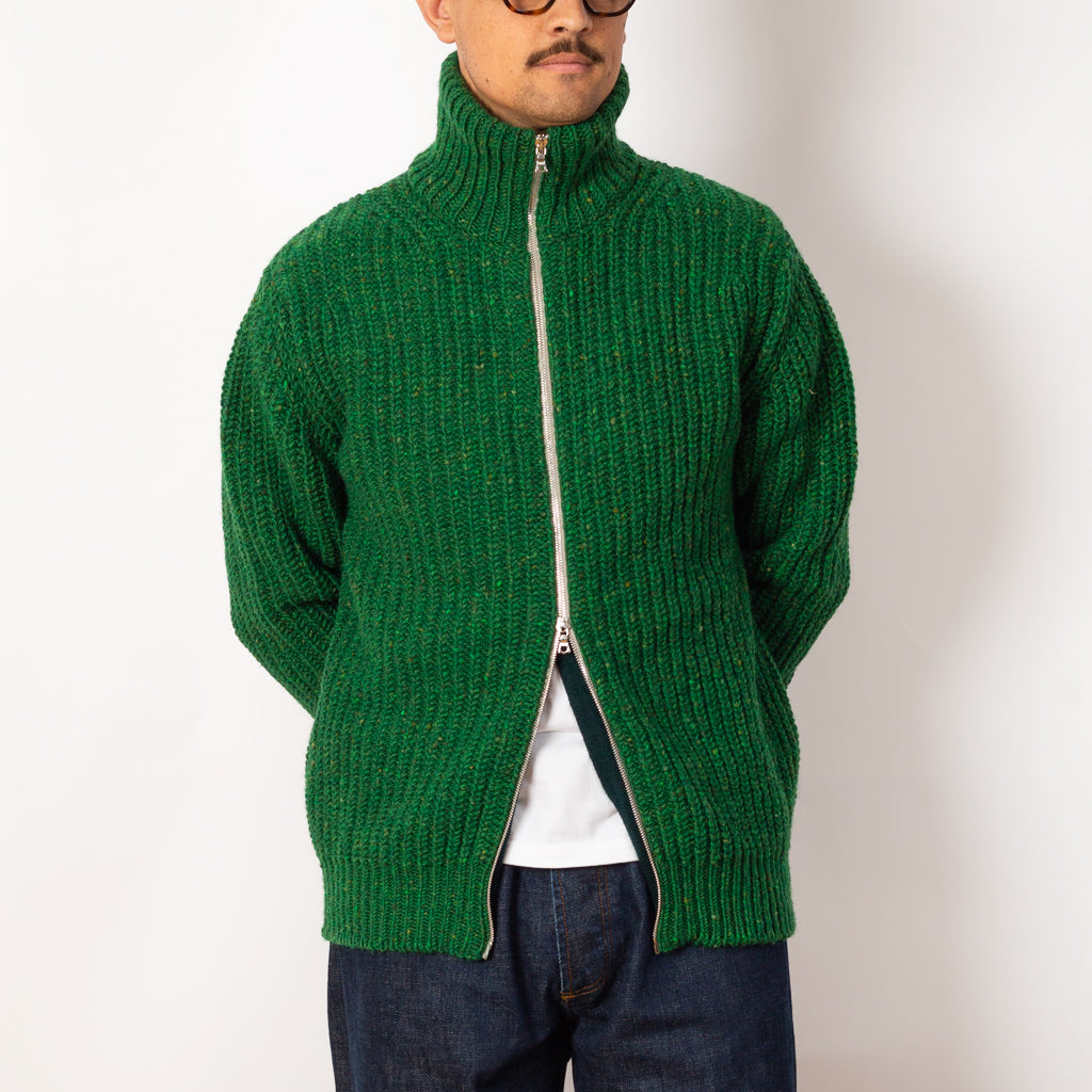 Loose Ends Zip Up Knit - Green Dream