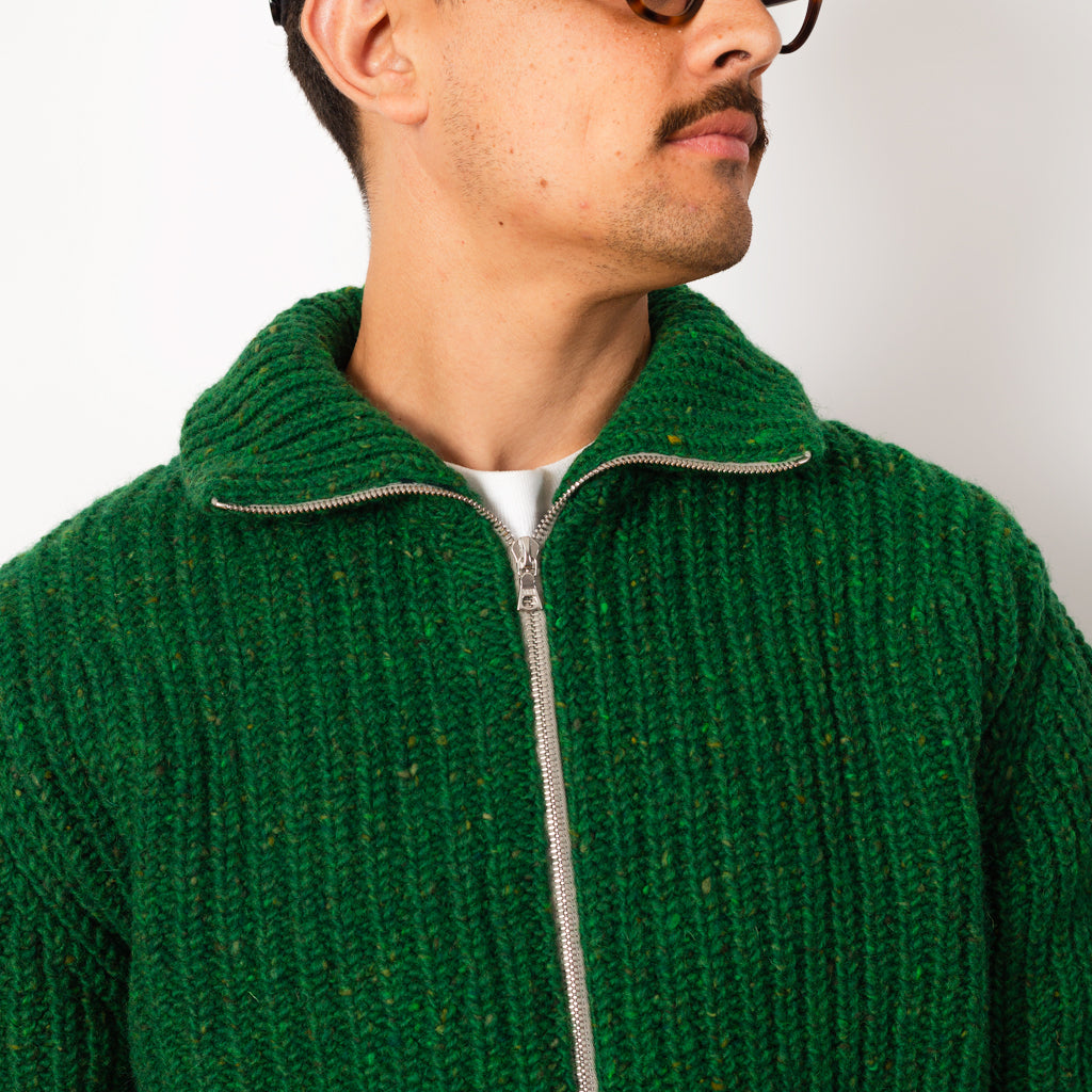 Loose Ends Zip Up Knit - Green Dream