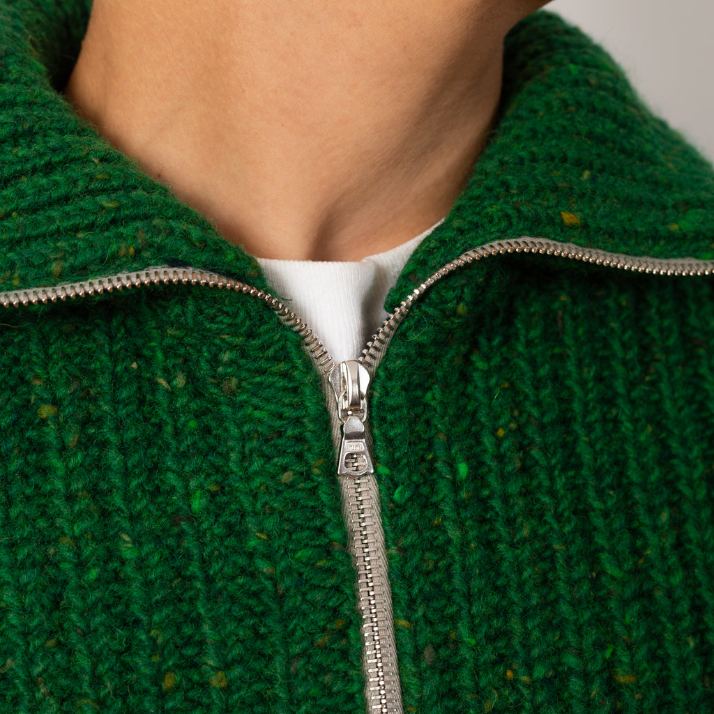 Loose Ends Zip Up Knit - Green Dream