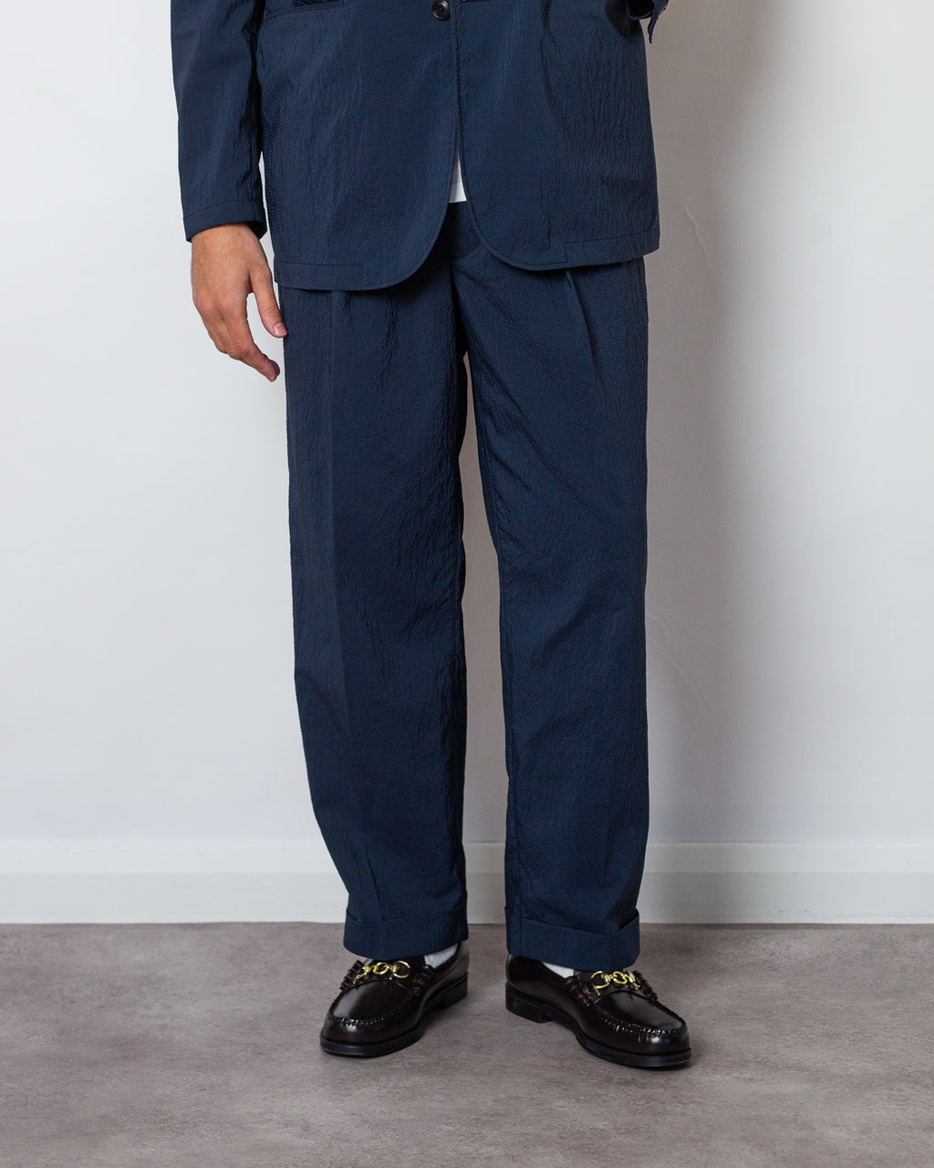 2 Pleat Seersucker Anywhere Pant - Navy