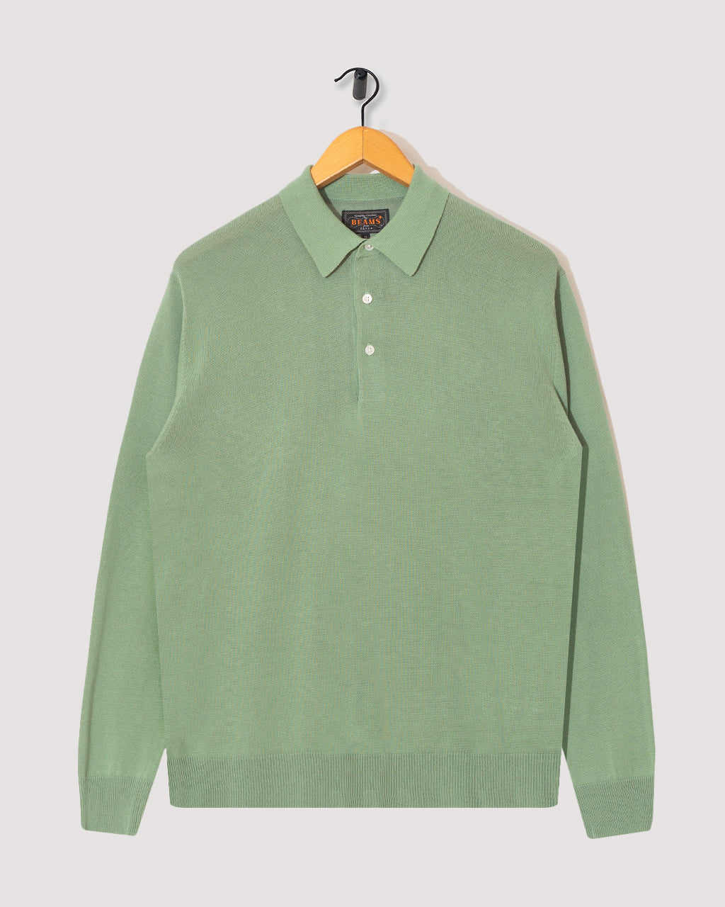 Knit Polo 12G L/S - Light Green | Beams Plus | Peggs & son.