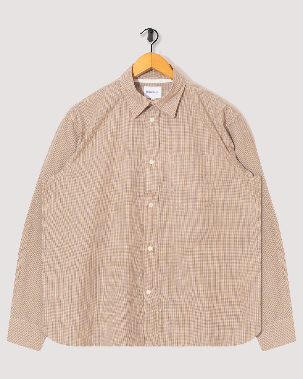 Espevik Oversized Micro Poplin Check Shirt - Oatmeal | Norse