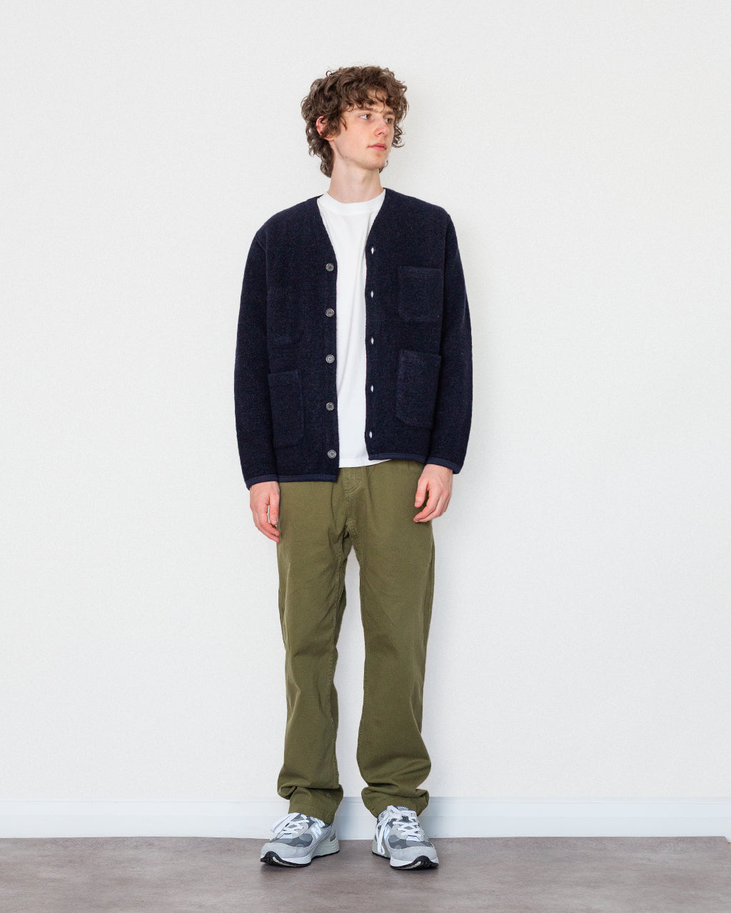 Wool Fleece Cardigan - Navy