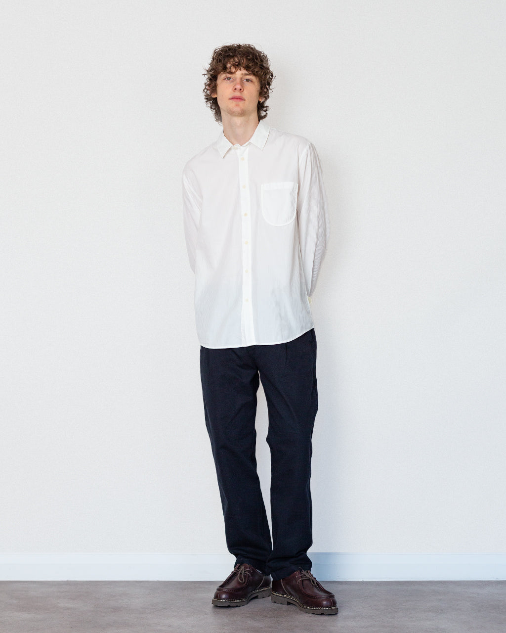 Herringbone Curve Shirt - Off White