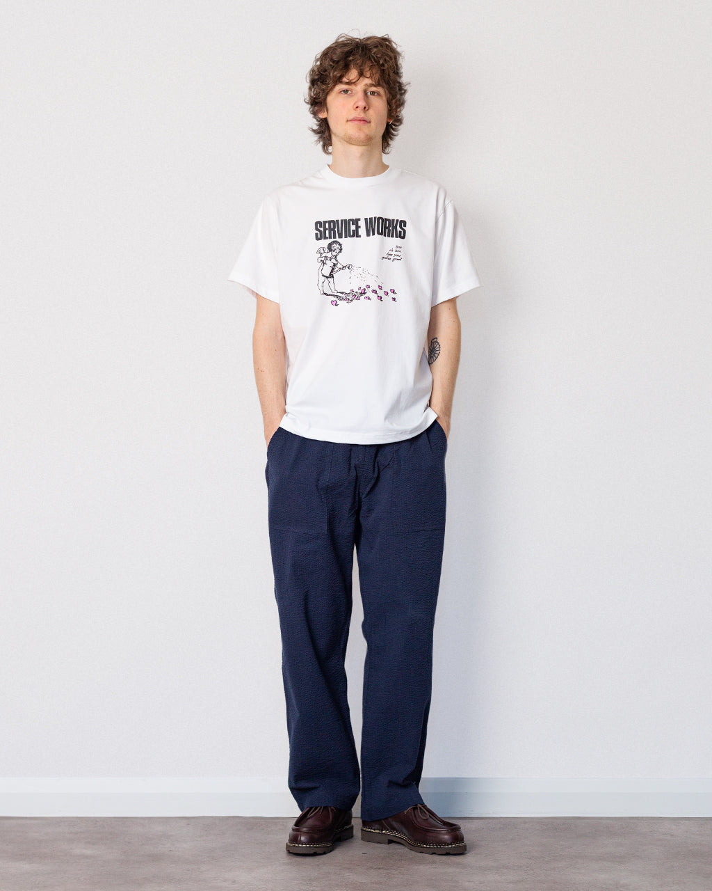 Seersucker Chef Pant - Dark Navy