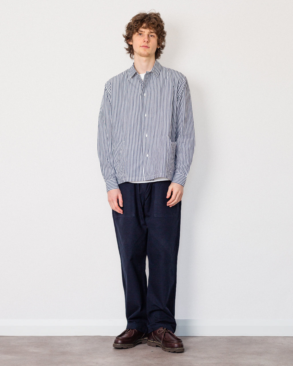 Poplin Stripe Waiter Shirt - Royal