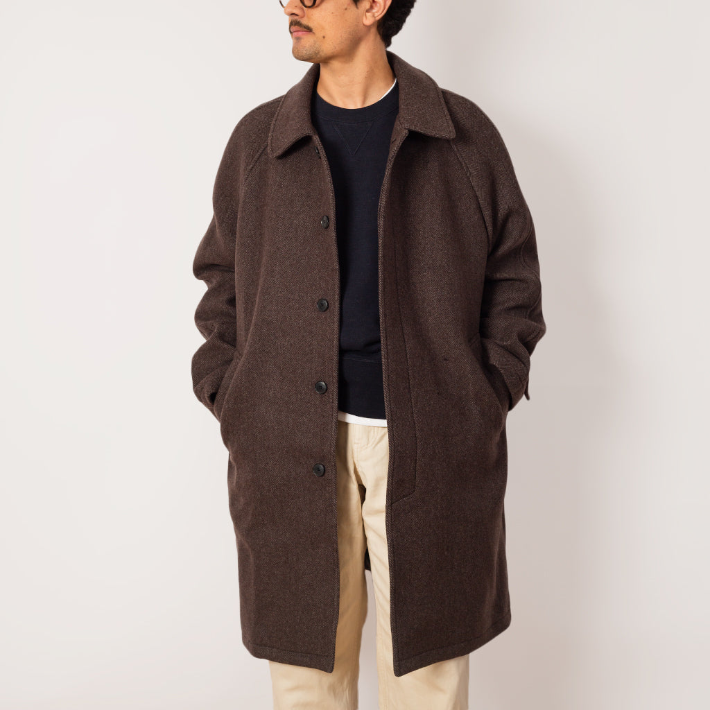 Accession Coat - Brown Herringbone Recycled Wool