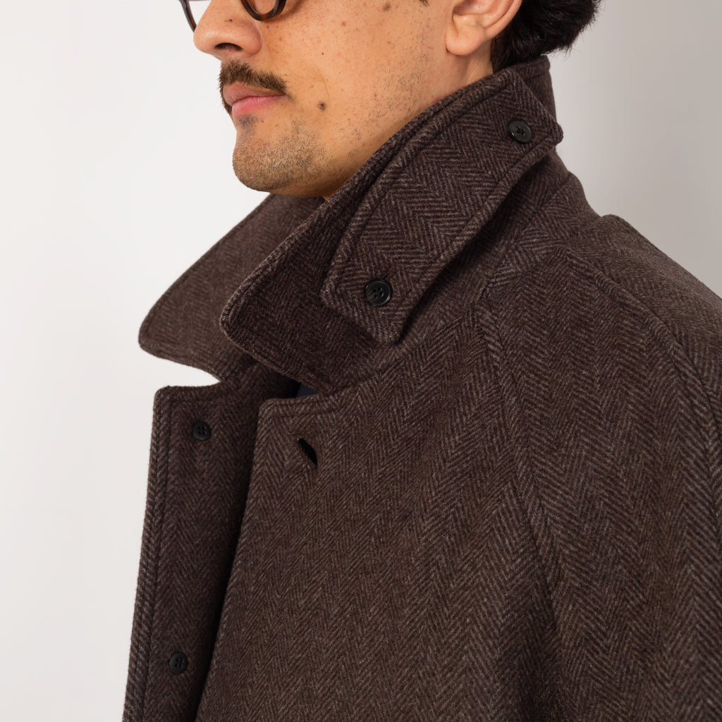 Accession Coat - Brown Herringbone Recycled Wool