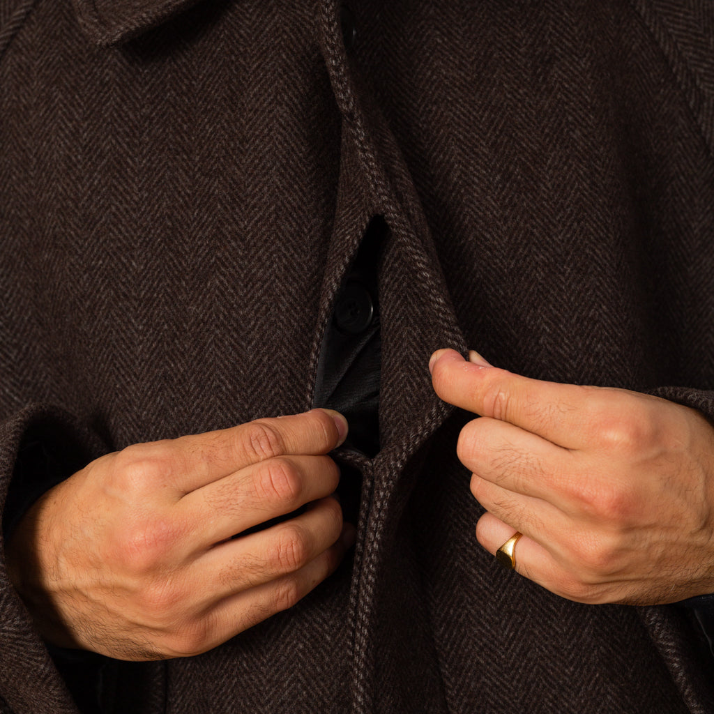 Accession Coat - Brown Herringbone Recycled Wool
