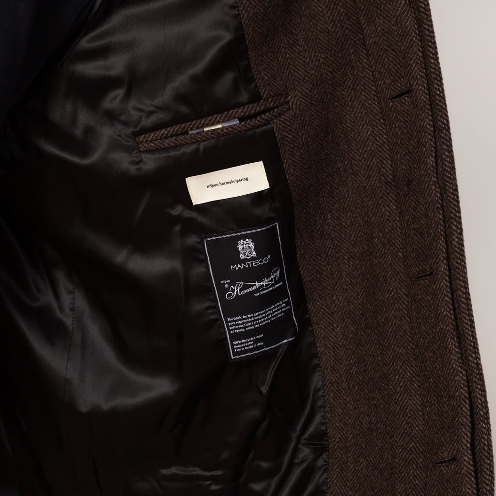 Accession Coat - Brown Herringbone Recycled Wool