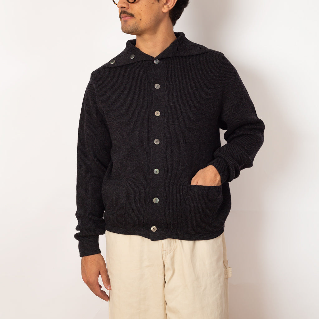 Turtle Neck Cardigan - Charcoal