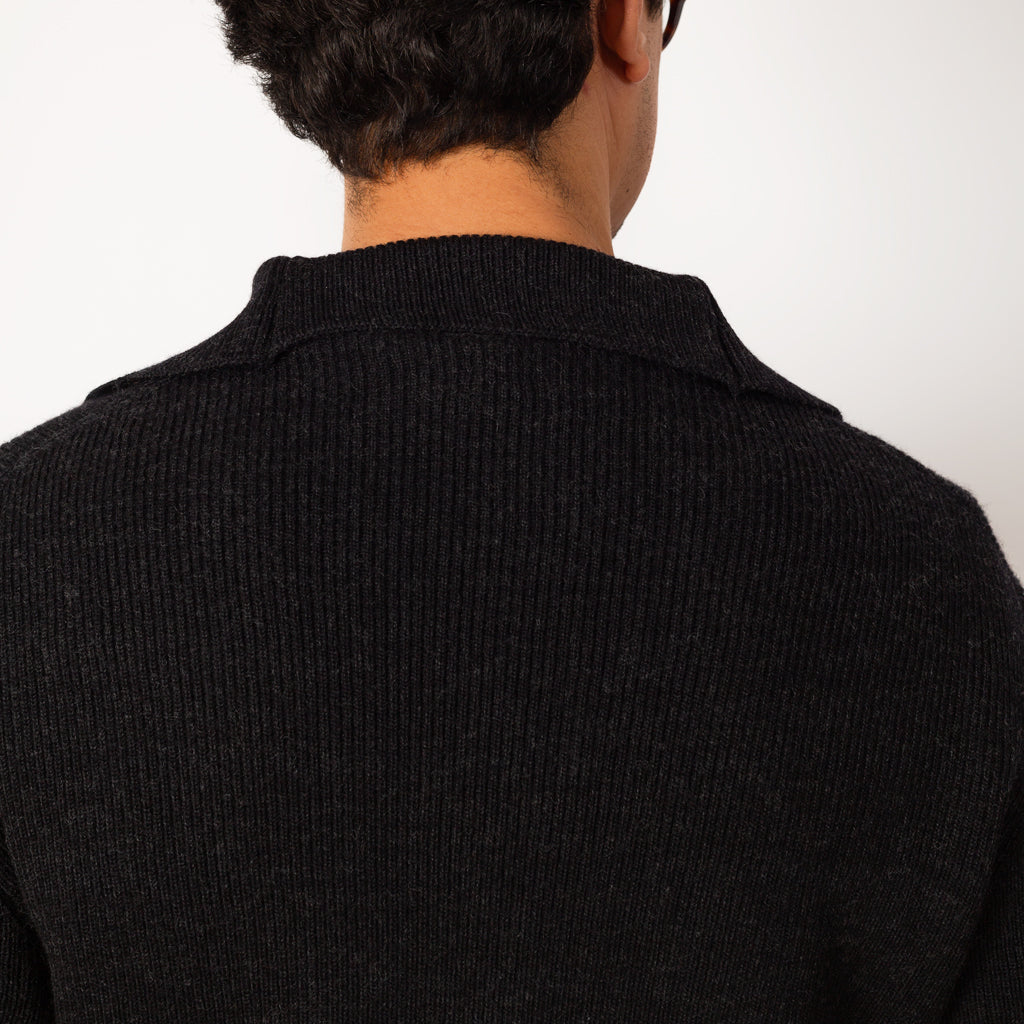 Turtle Neck Cardigan - Charcoal