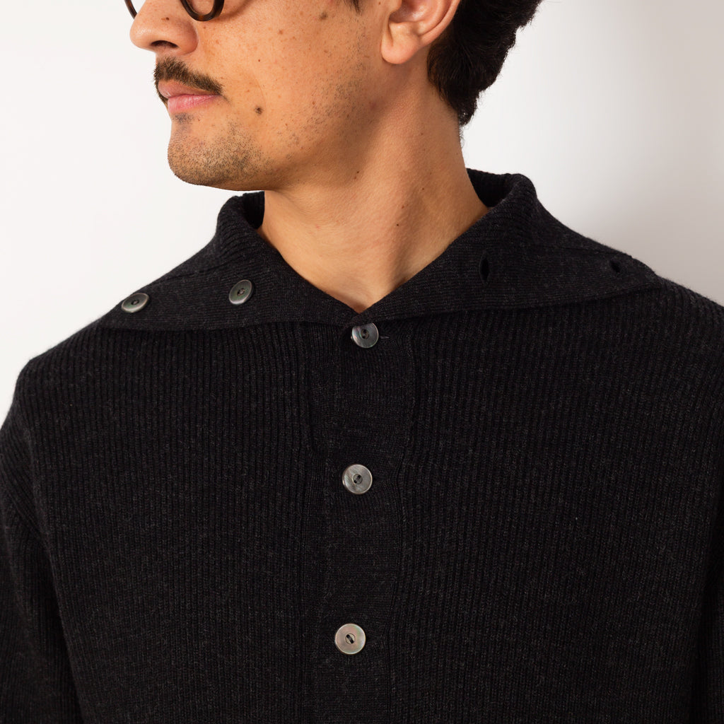 Turtle Neck Cardigan - Charcoal