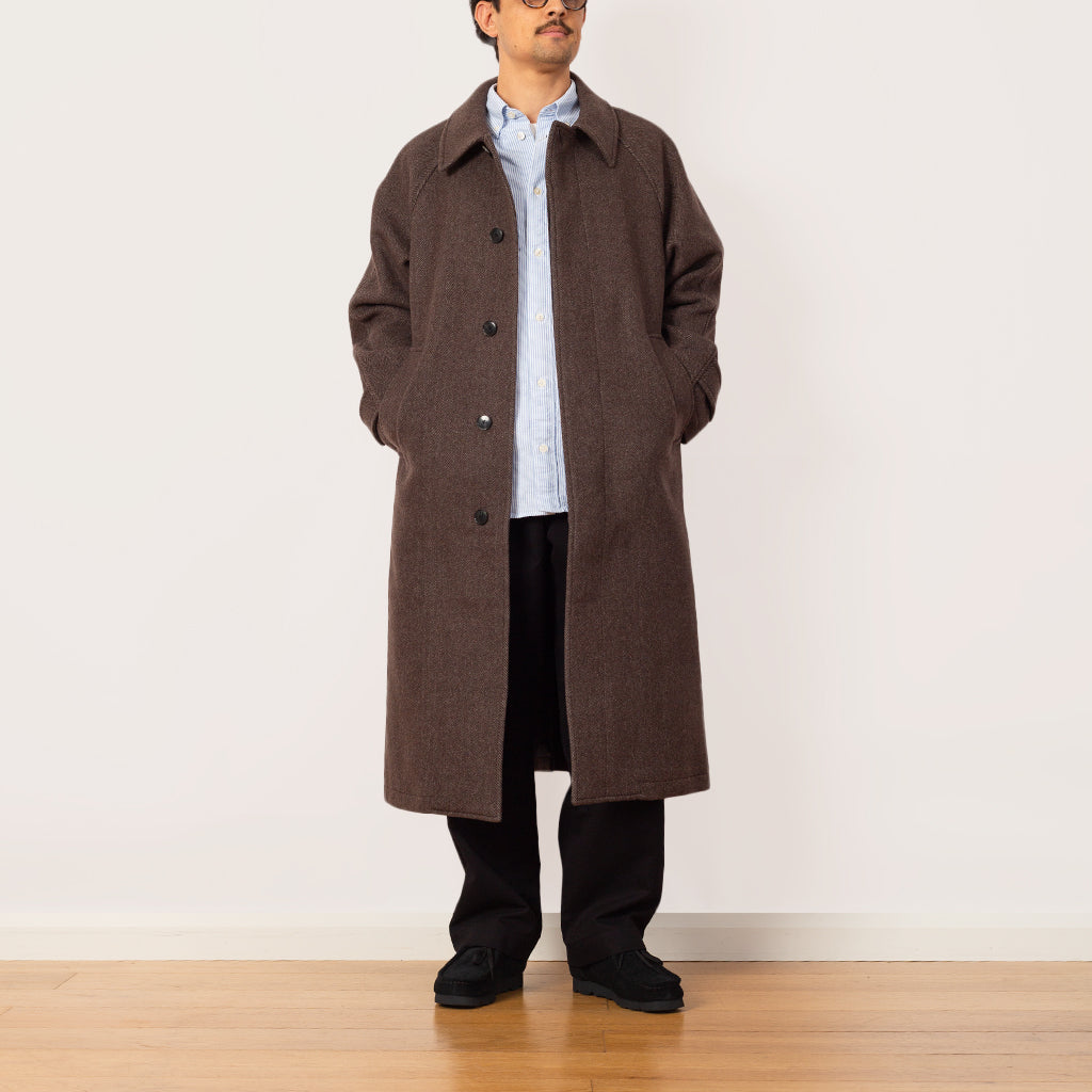 Installation Coat - Brown Herringbone Recycled Wool