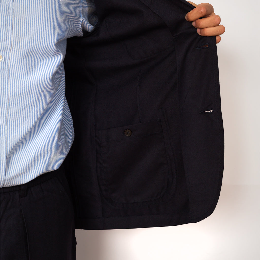Travel Suiting Two Button Jacket - Navy