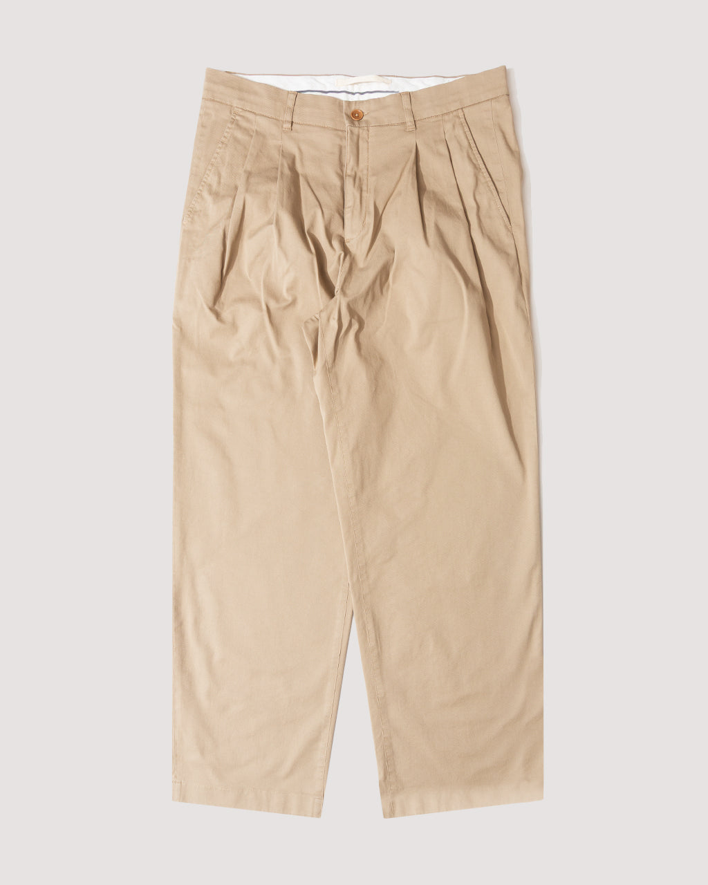 Hestur Relaxed Twill Pleated Trouser - Light Khaki | Norse