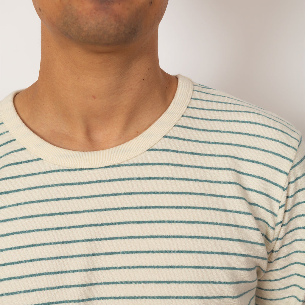 LS Textured Stripe T-Shirt - Ecru Misty Green