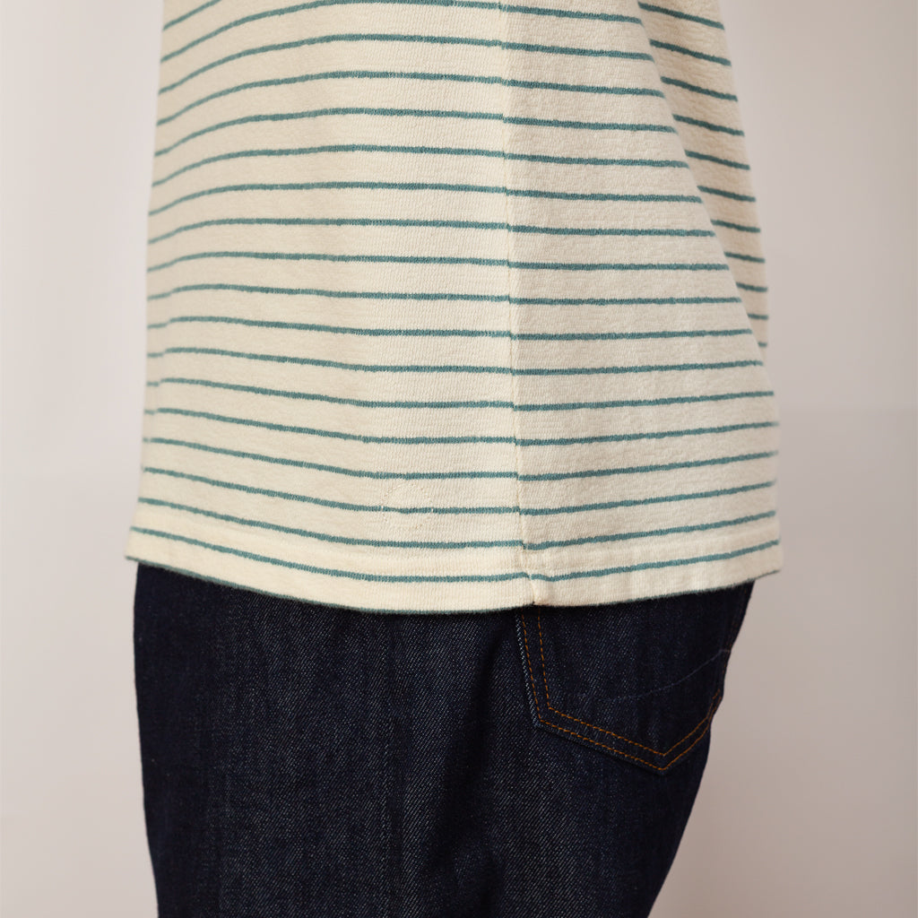 LS Textured Stripe T-Shirt - Ecru Misty Green