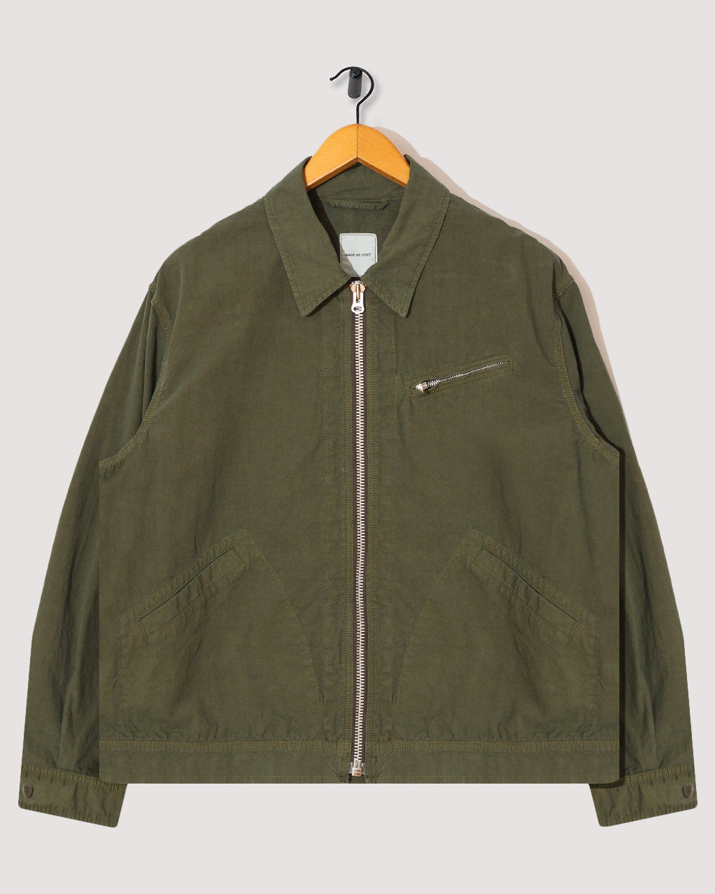 High Density Short Zip Jacket - Olive | Sage De Cret | Peggs & son.