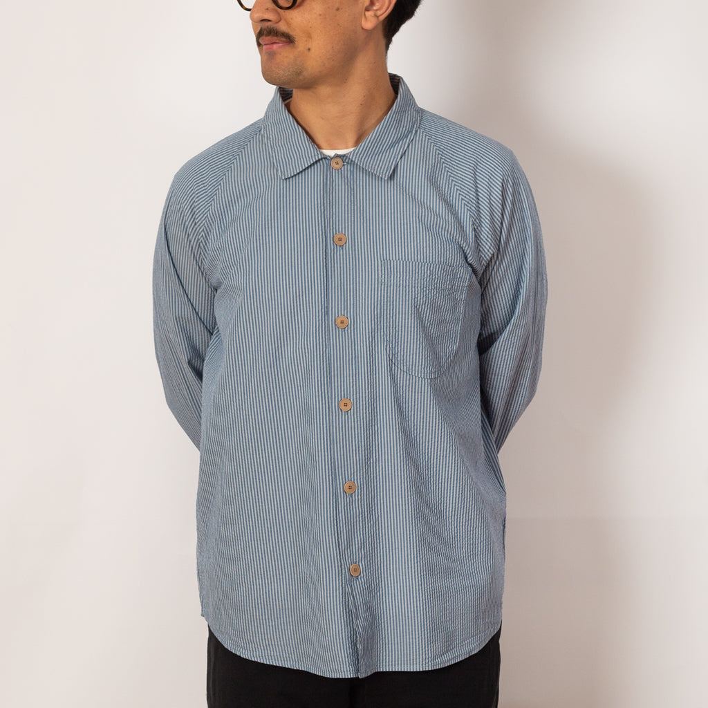 Raglan Shirt - Blue Crinkle Stripe