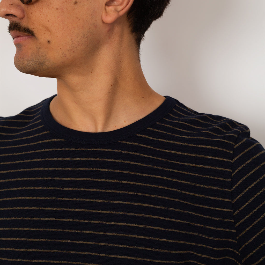 LS Textured Stripe T-Shirt - Navy Olive
