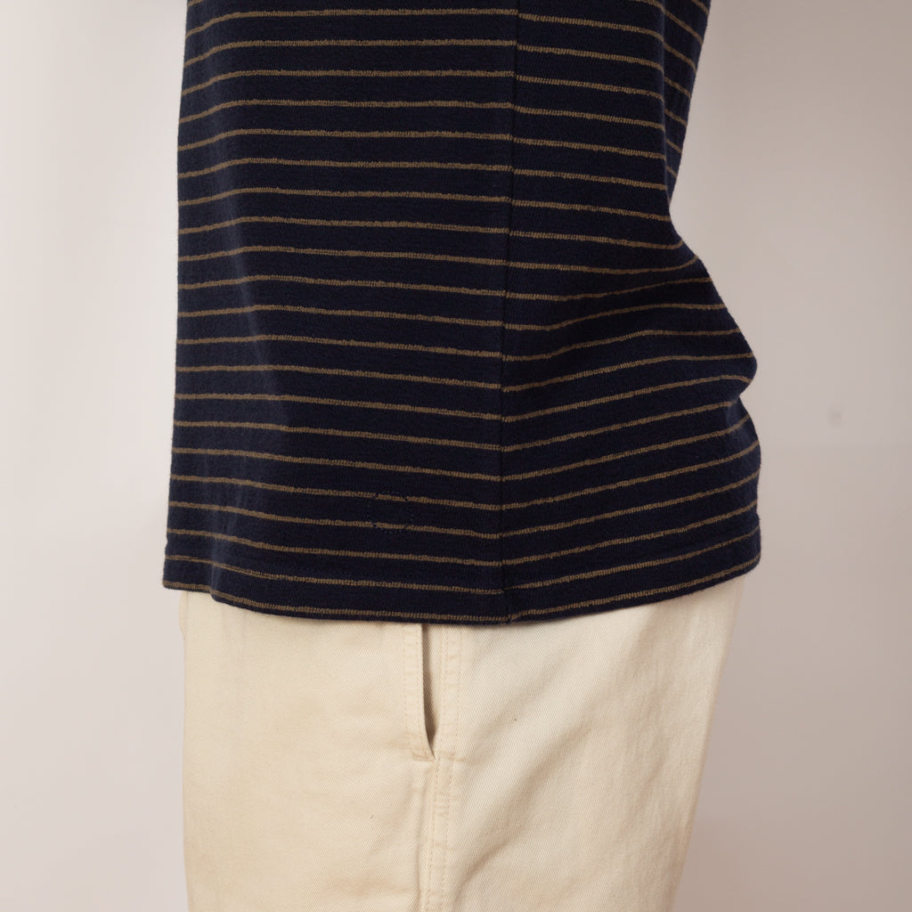 LS Textured Stripe T-Shirt - Navy Olive