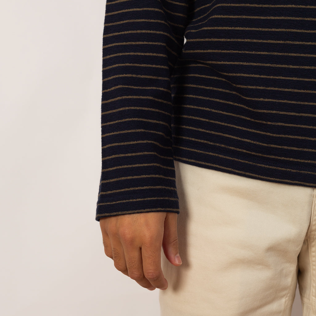 LS Textured Stripe T-Shirt - Navy Olive