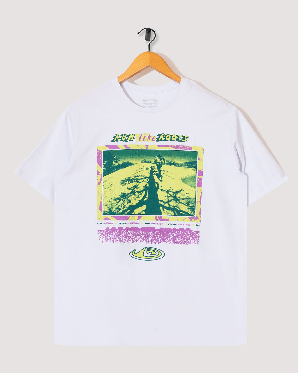 Run Like Roots Responsibili-Tee - White | Patagonia | Peggs & son.