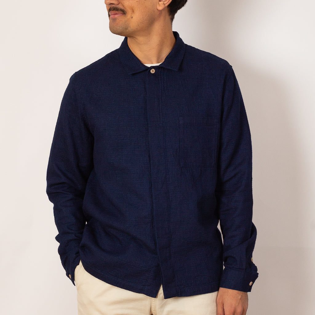 Patch Shirt - Indigo Double Cloth