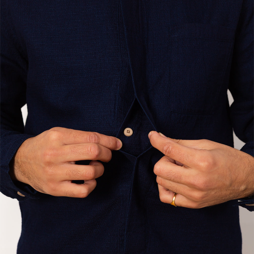 Patch Shirt - Indigo Double Cloth