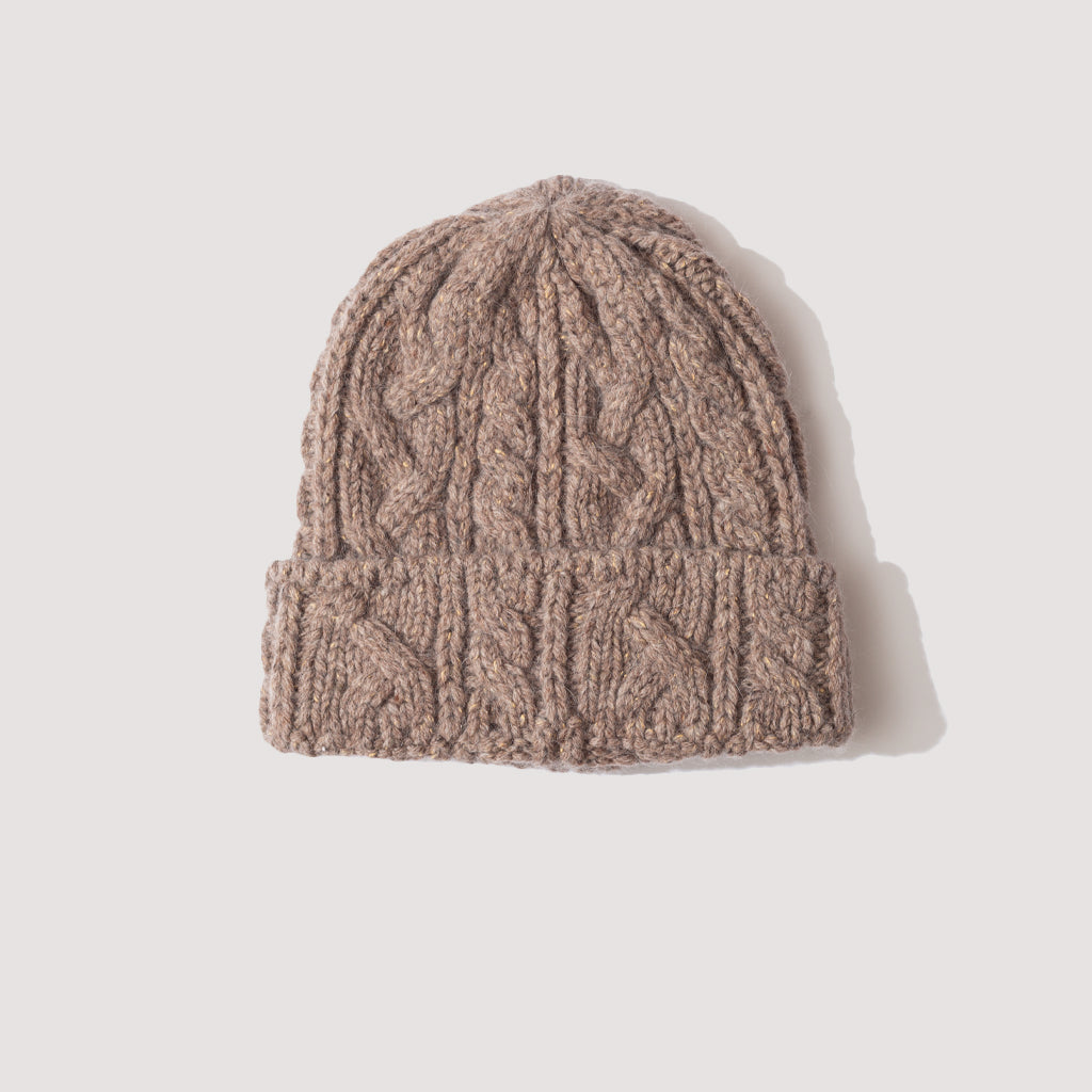 Chunky Cable Knit Beanie - Beige | Found Feather | Peggs & son.