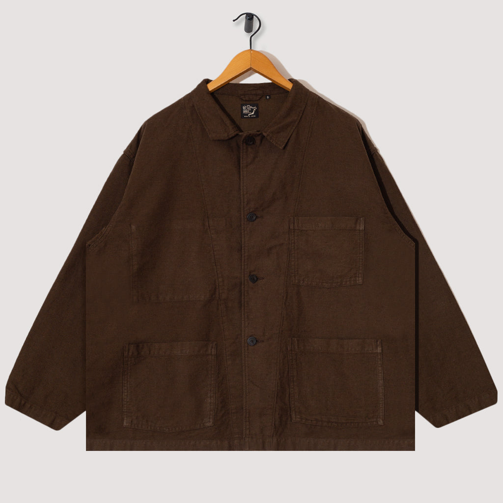 Relax Fit Simple Work Jacket - Coffee Brown | OrSlow | Peggs & son.