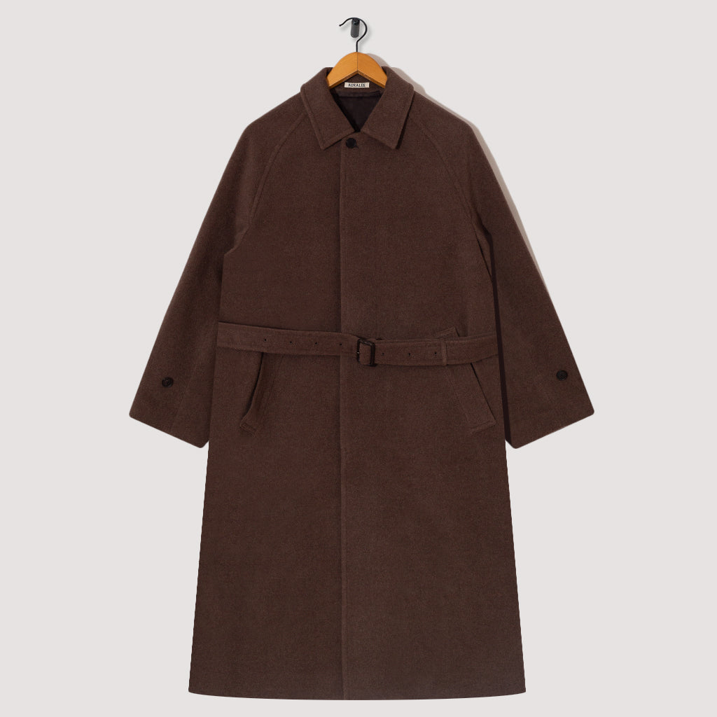ジャケット・アウター Auralee MOSSER SOUTIEN COLLAR COAT 3 Wool Mosser Soutien Collar Coat - Top Brown | Auralee | Peggs & son.
