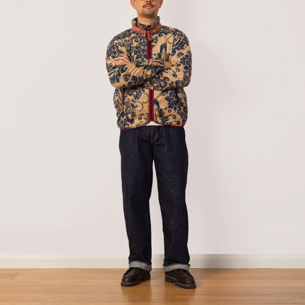 Damask Fleece Zip Blouson - Beige