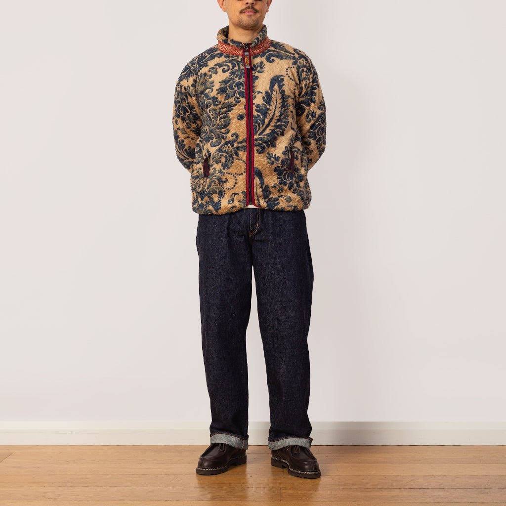 Damask Fleece Zip Blouson - Beige