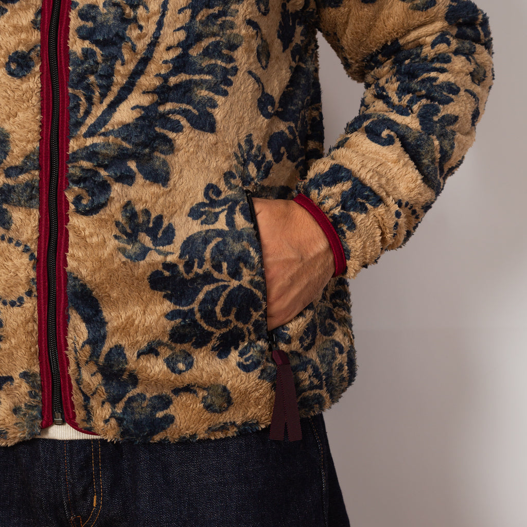 Damask Fleece Zip Blouson - Beige