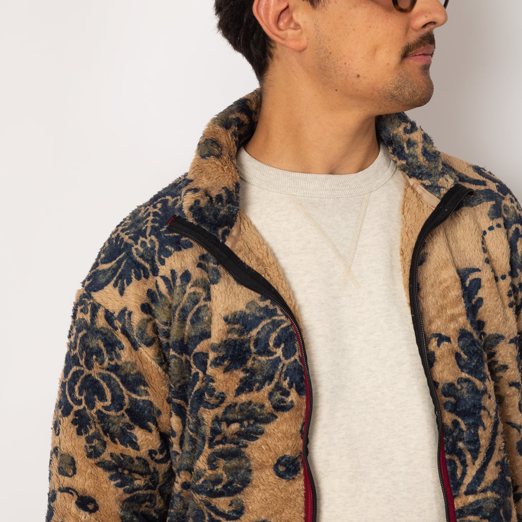Damask Fleece Zip Blouson - Beige