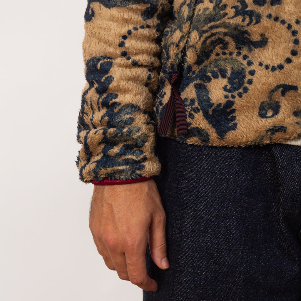Damask Fleece Zip Blouson - Beige