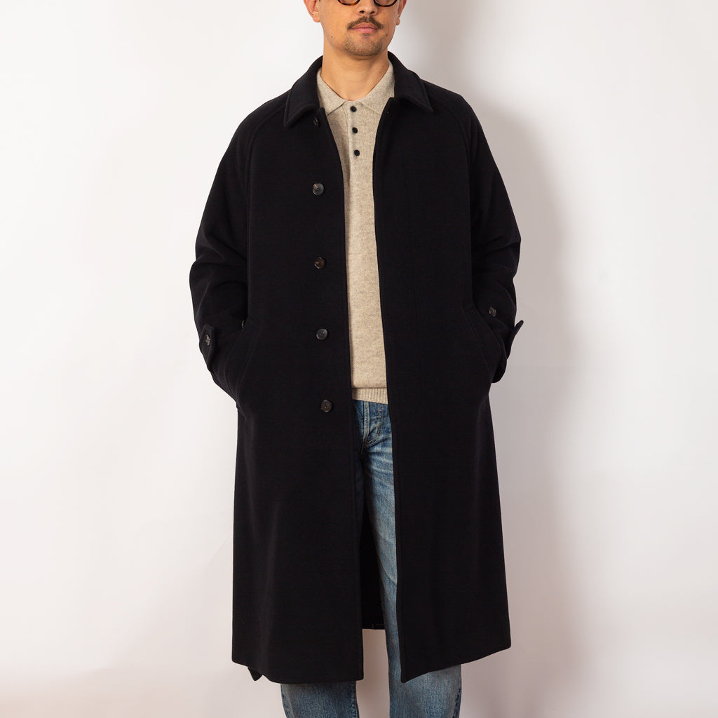 Wool Mosser Soutien Collar Coat - Black