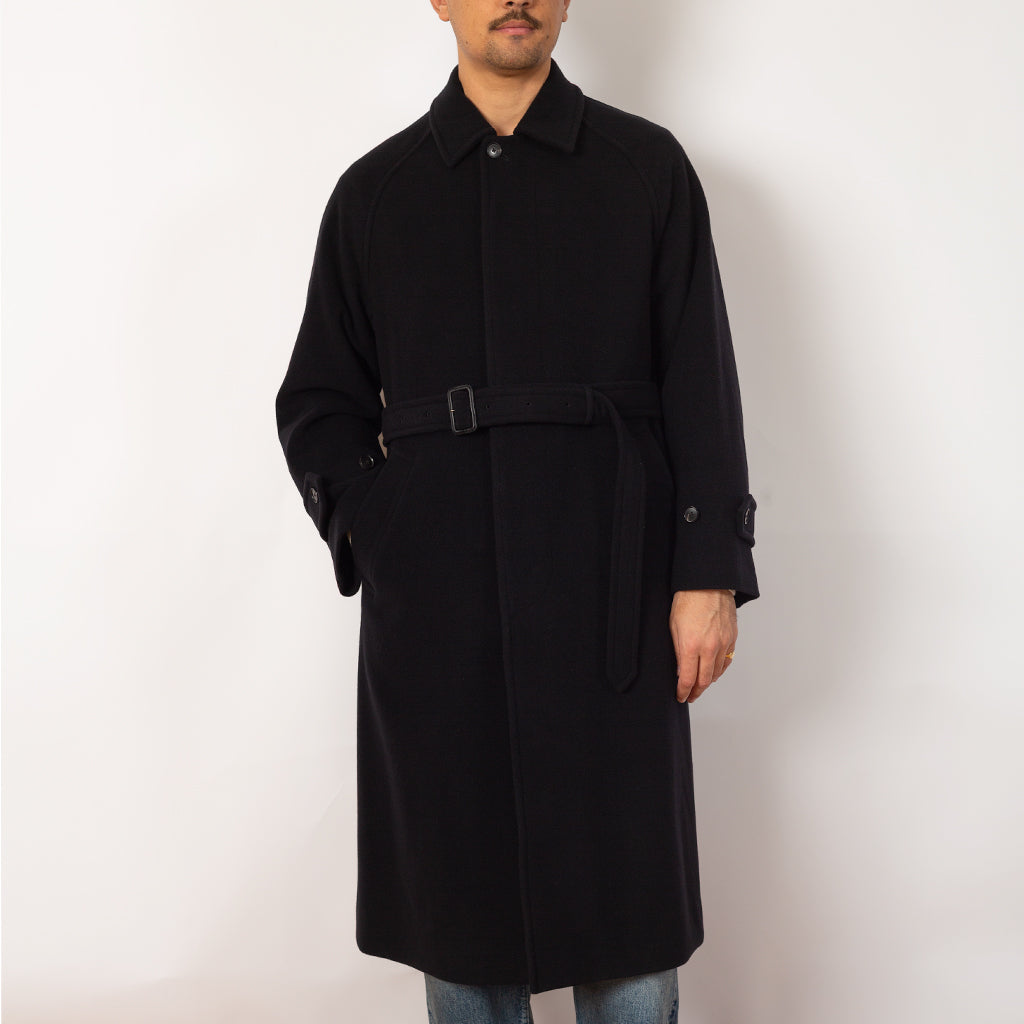 Wool Mosser Soutien Collar Coat - Black