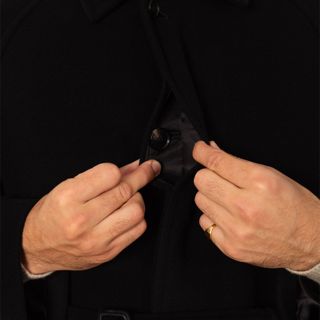 Wool Mosser Soutien Collar Coat - Black