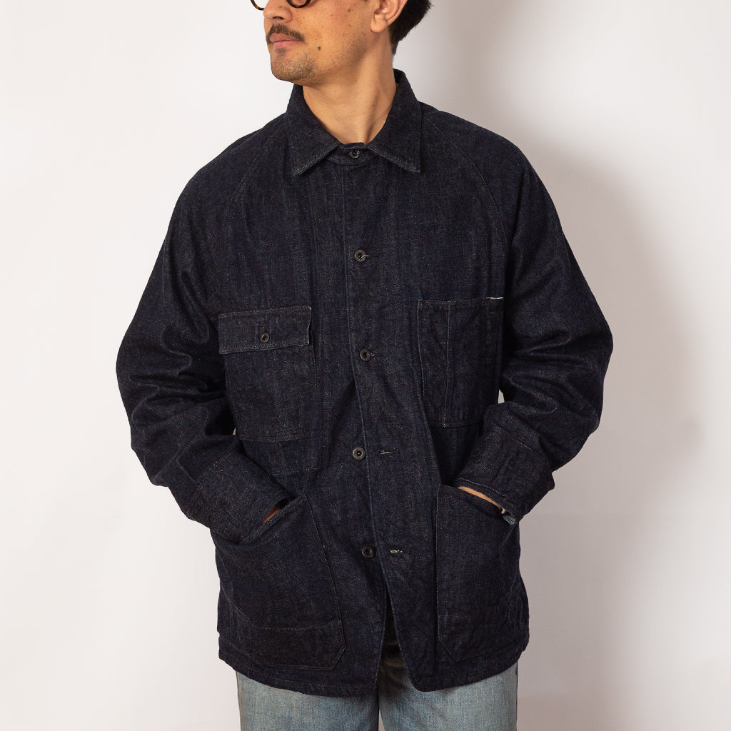 12oz Denim CACTUS Coverall (BLK-Thread ver.) - Indigo